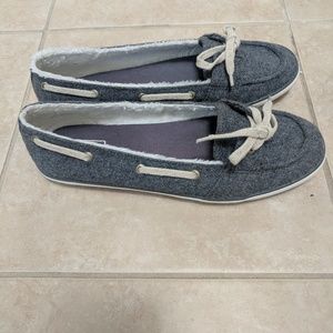 Gray Keds boat shoes